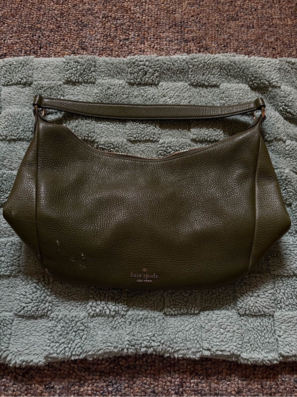 kate spade Olive Green Pebbled Leather Shoulder Hobo